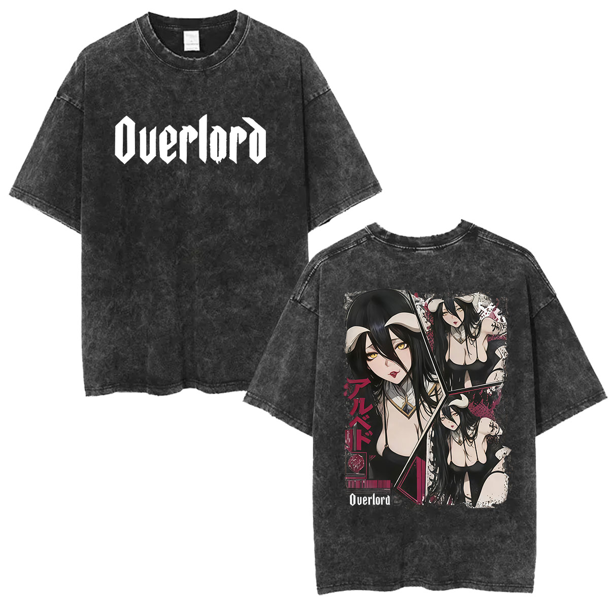 Anime Cosplay Albedo - Vintage Washed Anime Overlord Albedo Graphic