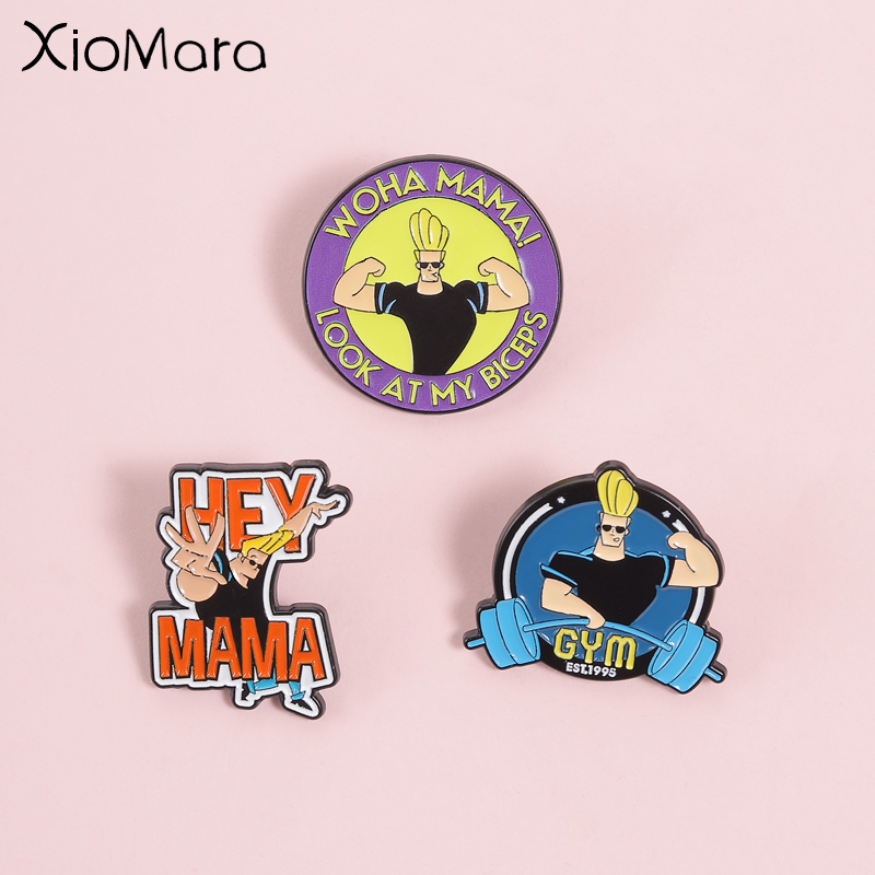 Anime Cosplay Quotes - Vintage Funny Anime Muscle Man Enamel