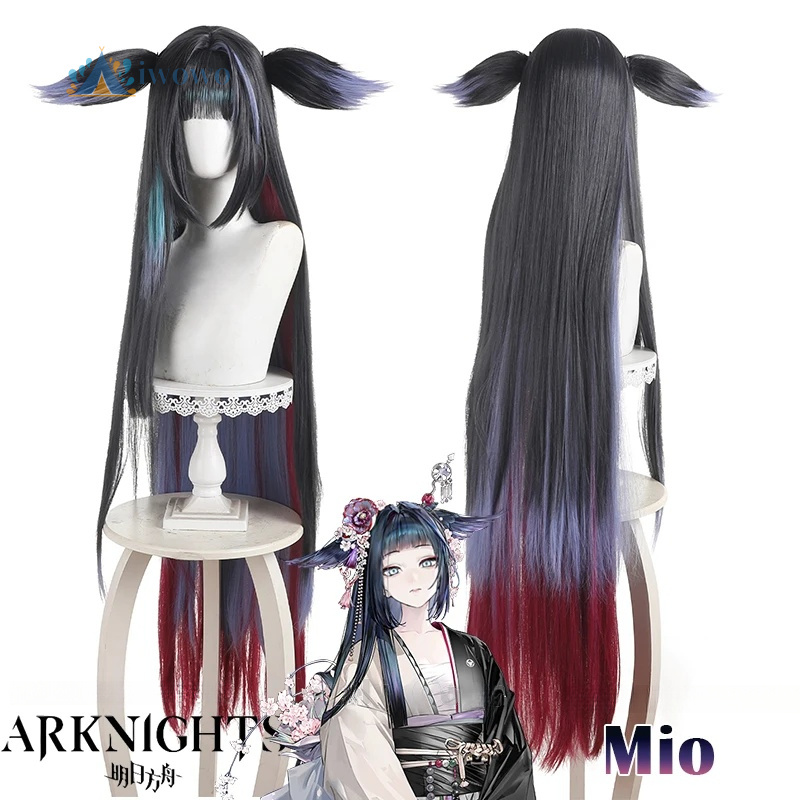 Anime Cosplay Black Girl - Arknights Mio Cosplay Wig Black Purple