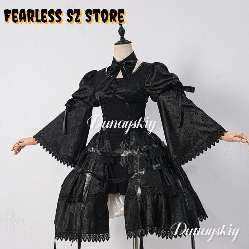 Girl Gothic Dress Halloween Ca - Anime Cosplay Black Girl 评论和价格